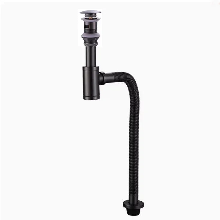 Brushed Gunmetal gray Basin Bottle Trap Brass Bathroom Sink Siphon Drains with Pop Up Drain gunmetal P-TRAP Pipe Waste