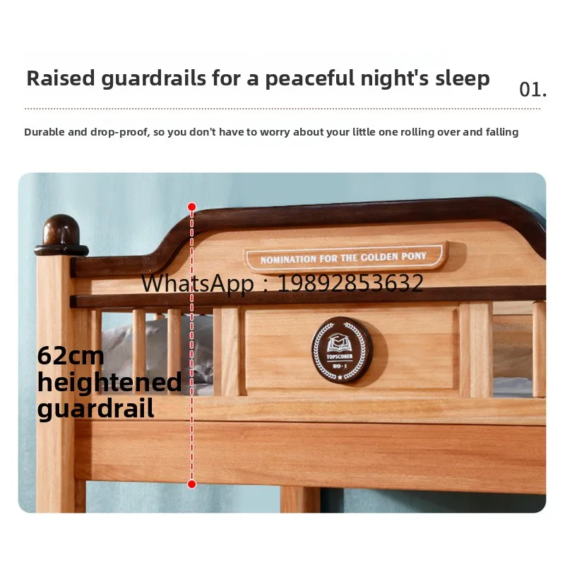 YFY Eco-Friendly Red Sandalwood Solid Wood Thickened Double Layer Parent-Child Bed Full Solid Wood High and Low Children's Bed