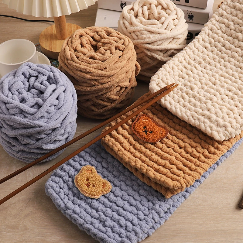 4pcs Lover Scarf Material Pack Handmade DIY Woven Self Woven Scarf Making Ice Stripe Thick Yarn as a Gift for Friends