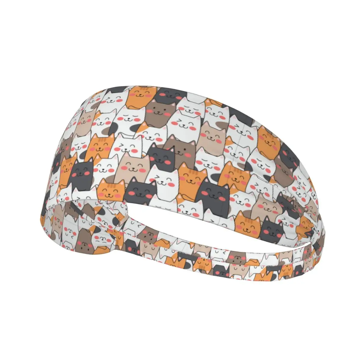 Custom Colorful Cartoon Kitten Cat Sports Headband for Women Men Stretchy Moisture Wicking Workout Sweatband