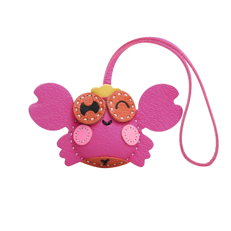 crab Bag Key Leather Pendant Handmade Schoolbag Bagpack Cowhide Ornament Vintage Handcraft Car Keychain Hanging Accessories