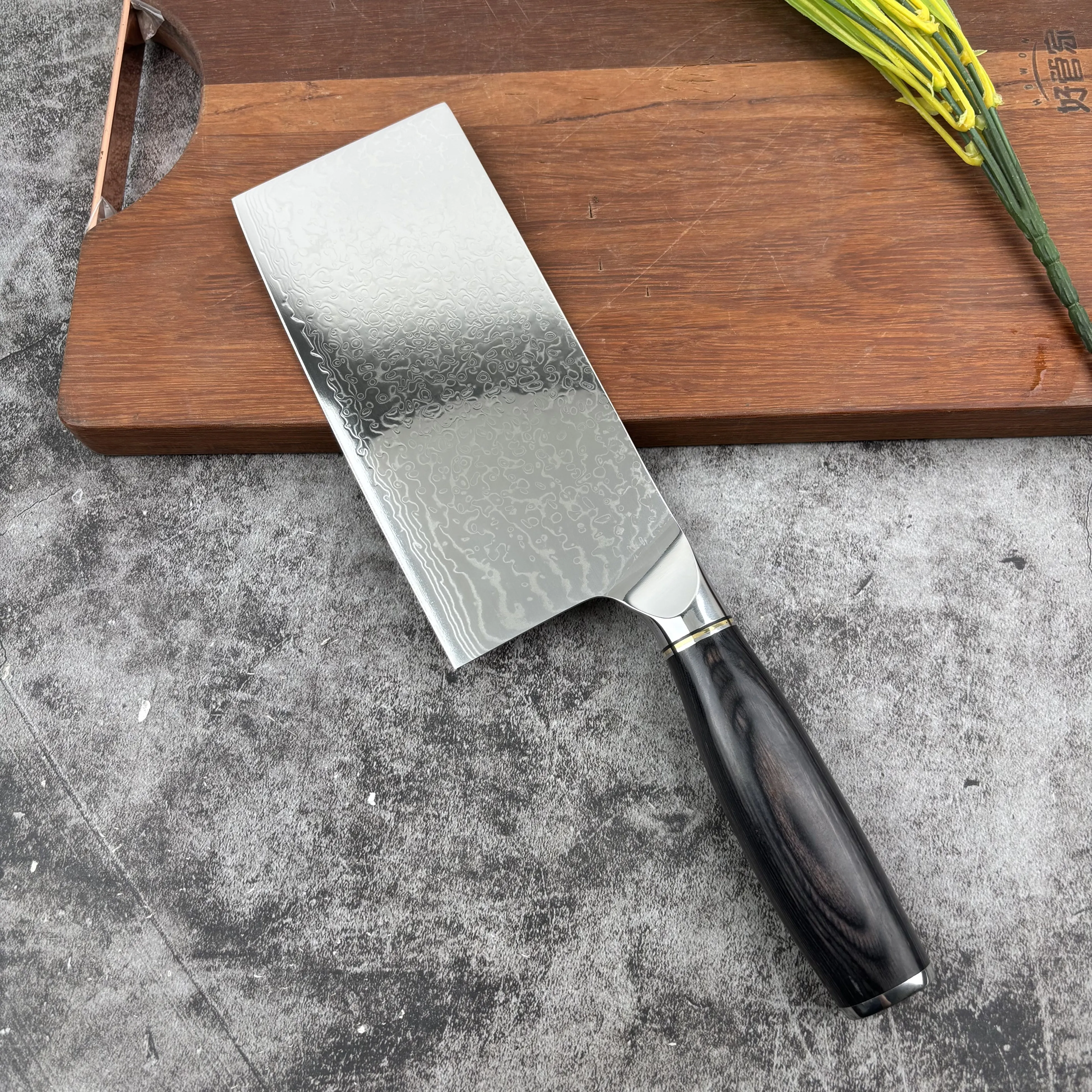7 Inch Chinese Chef Knife 67-layers Damascus Steel Blade Slicing Vegetables Cleaver Meat 10Cr15Mov Kitchen Knives Wood Handle