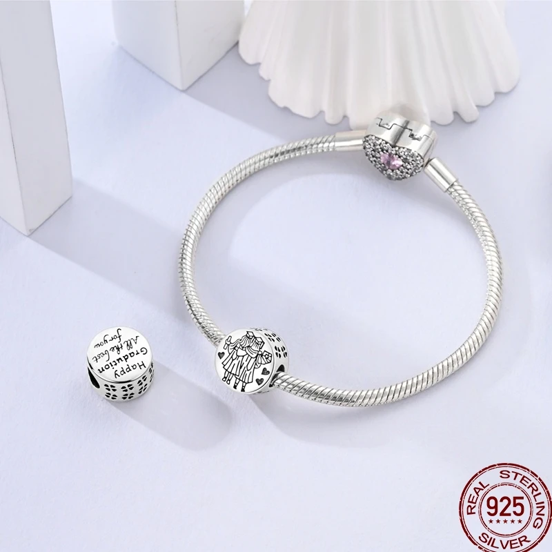 925 Sterling Silver Spring Tree Of Life Bird Camera Colorful Blue Zircon Pendant Beads Suitable Fit Pan Original Bracelet