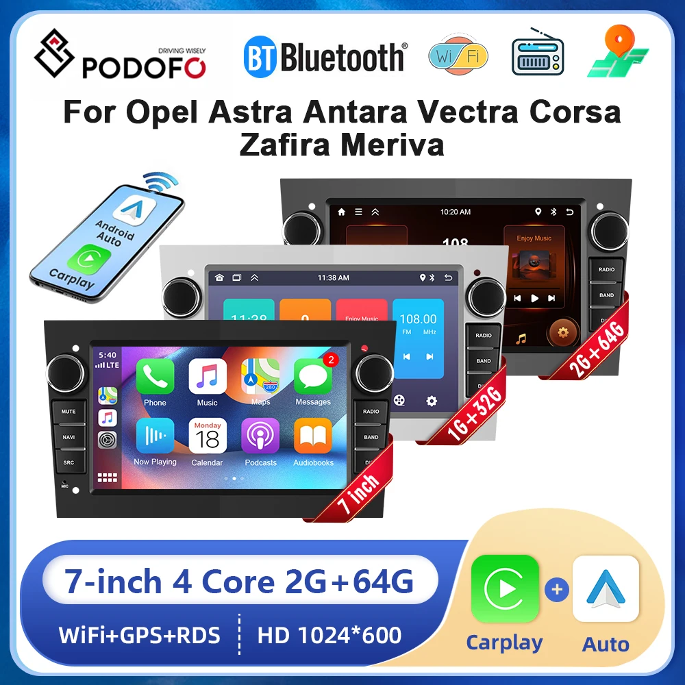 

Podofo Android Car Radio 2+64G For Opel Astra Antara Vectra Corsa Zafira WIFI GPS Car Stereo Multimedia Player Carplay autoradio