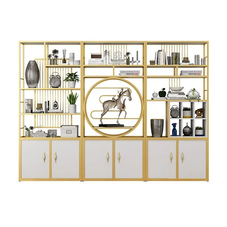 

Floor-to-ceiling office living room combination solid wood display cabinet