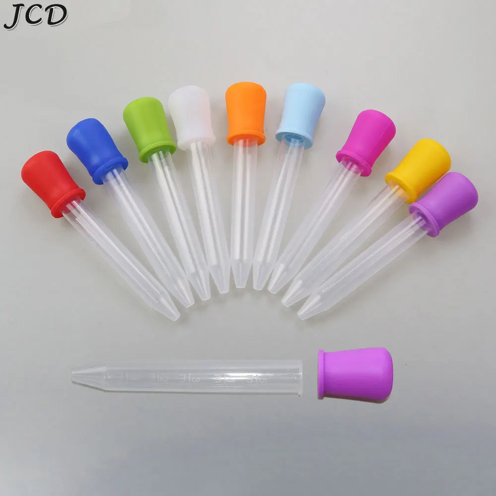 JCD 5ml Small Silicone Plastic Pipette Dropper Feeding Medicine Liquid Eye Ear Pipette Dropper School Lab Experiment Supplies