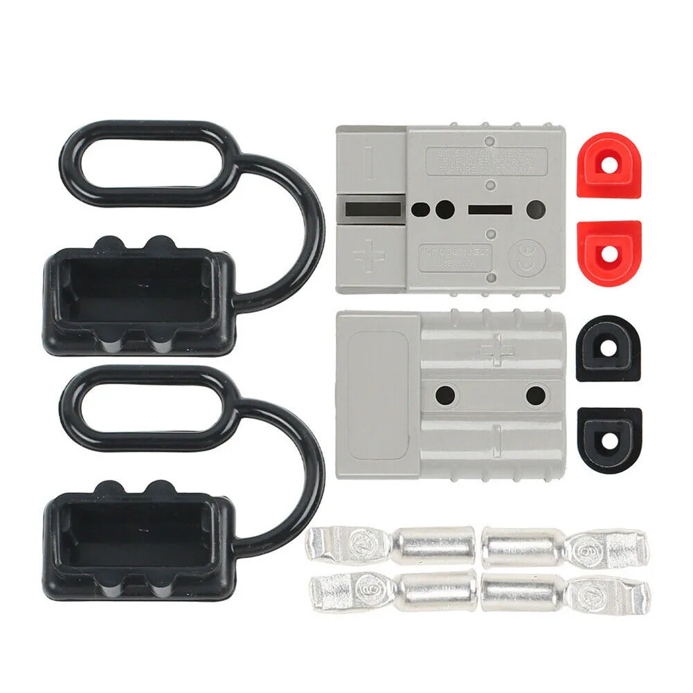 2PCS Cable Terminal Battery Power Connector with Cover 50AMP 600V for 12V and 24V Electrical Applications in Vehicles