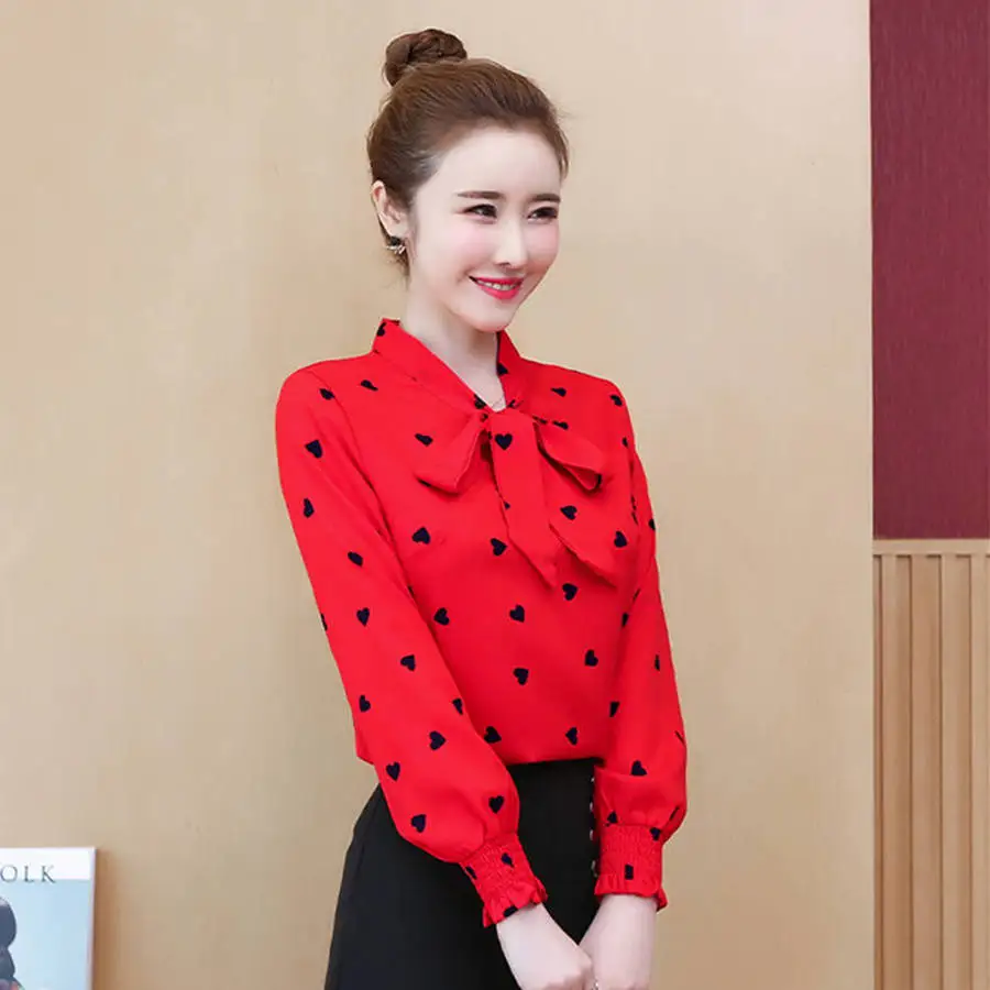 Fashion Spliced Lace Up Bow Printed Blouse Women\'s Clothing 2023 Spring New Oversized Casual Pullovers Loose All-match Shirt