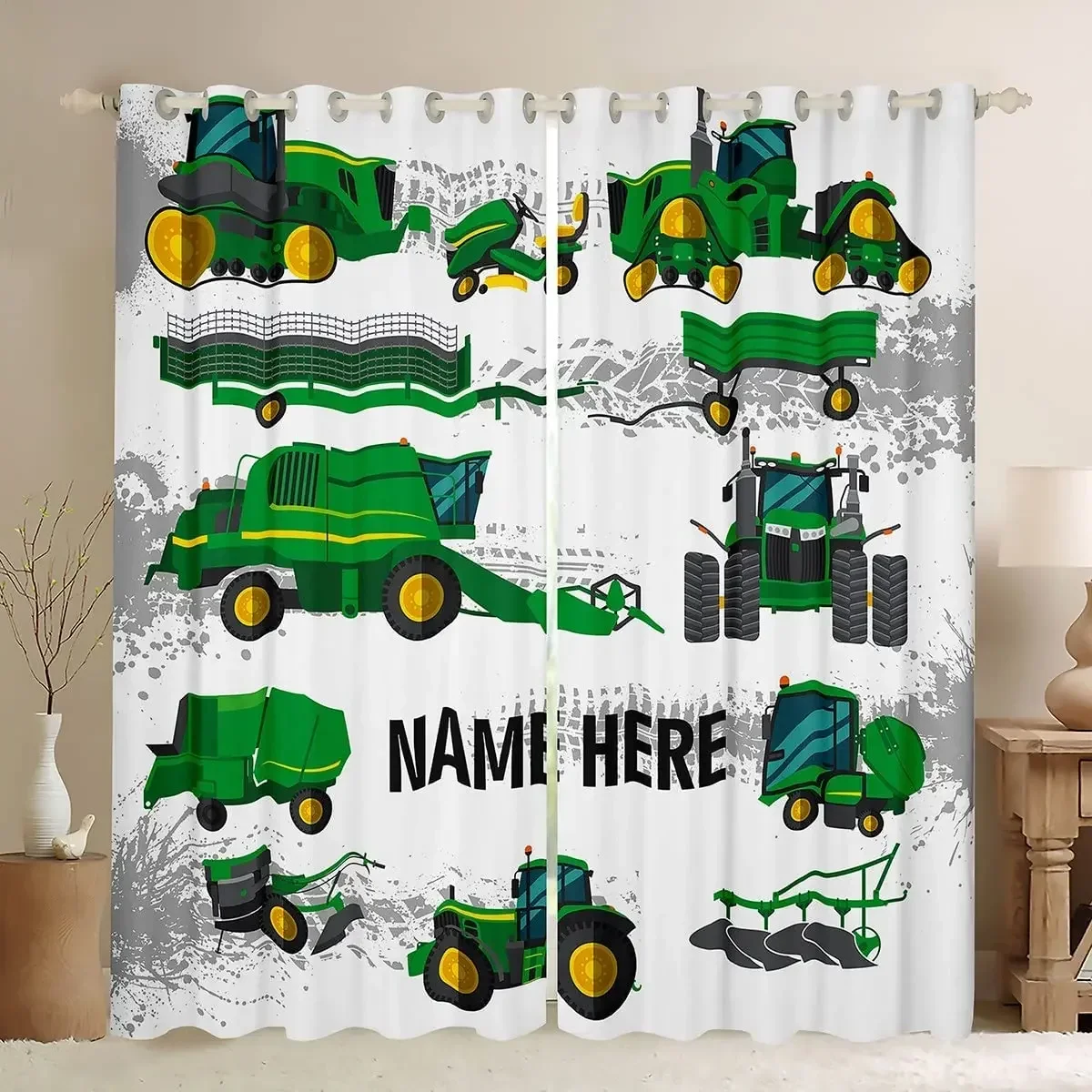 

Excavator Machinery Car Blackout Curtains 3D Print Window Curtains for Bedroom Living Room Decor Window Treatments