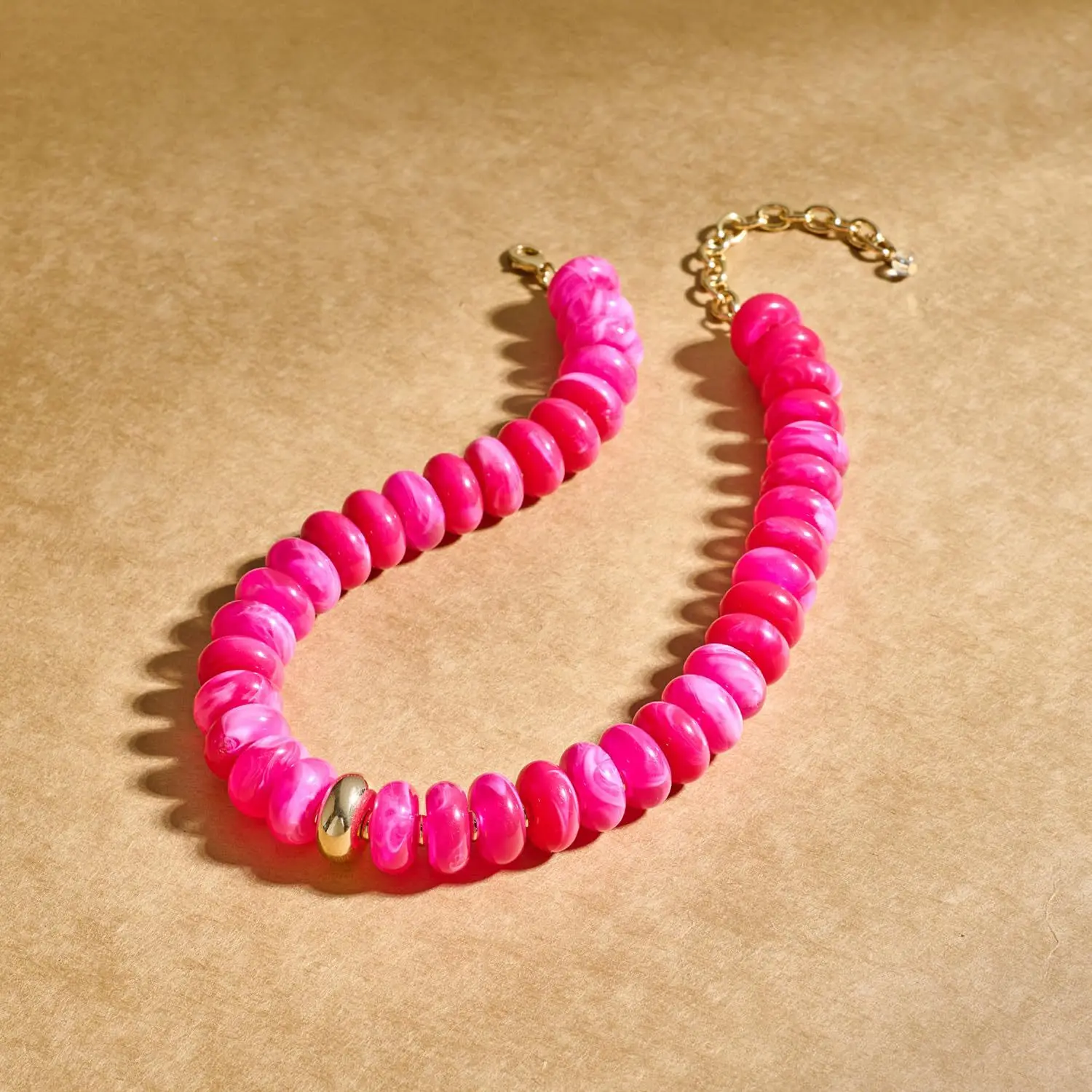 

Bohemia Style Chunky Resin Beads Choker Necklace for Women Summer Trendy Round Beads Chain Necklaces Statement Jewelry