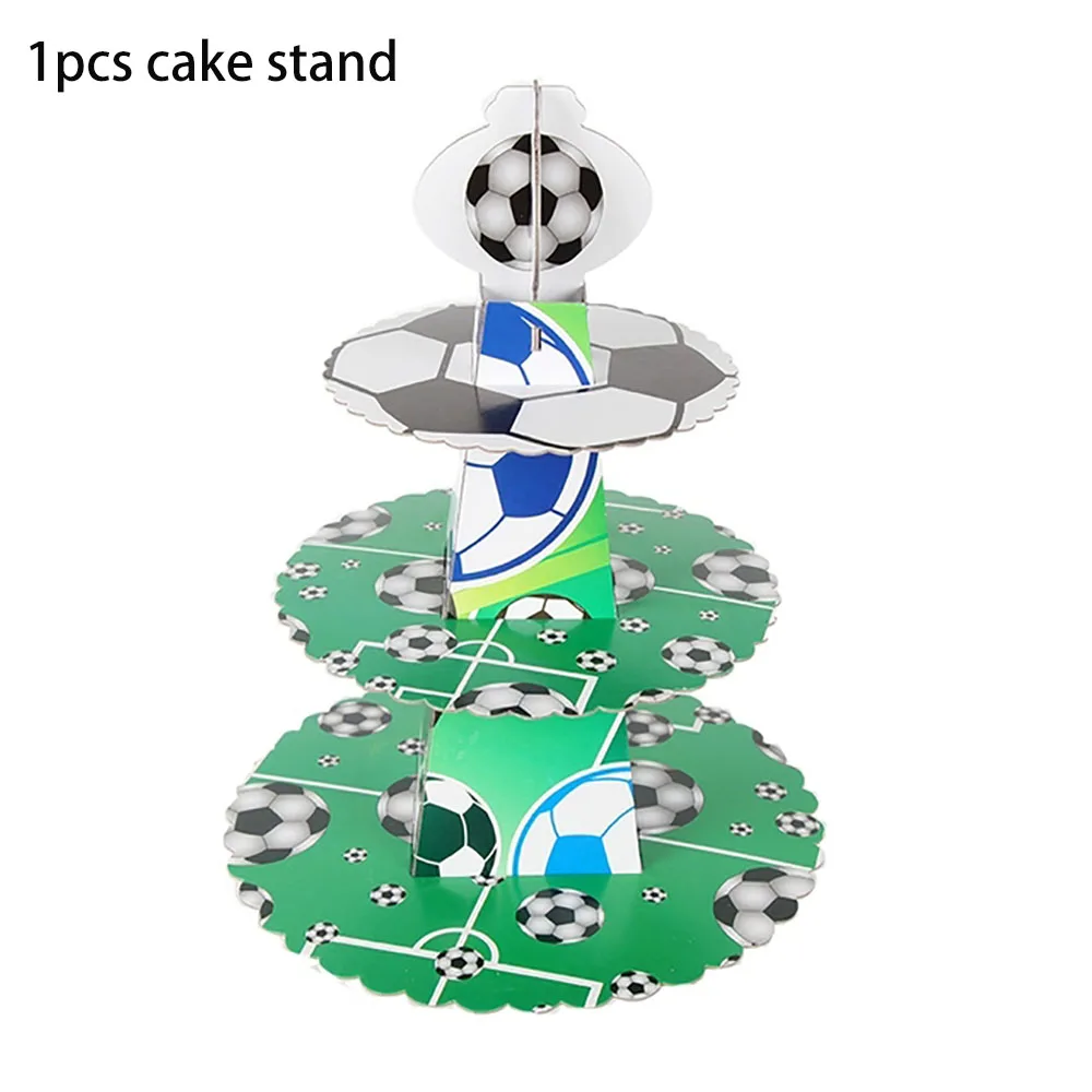 

3 Tier Football Sports Soccer Party Cake Display Stand Kid Birthday Dessert Cupcake Rack Stand Baby Shower Party Cake Tray Decor