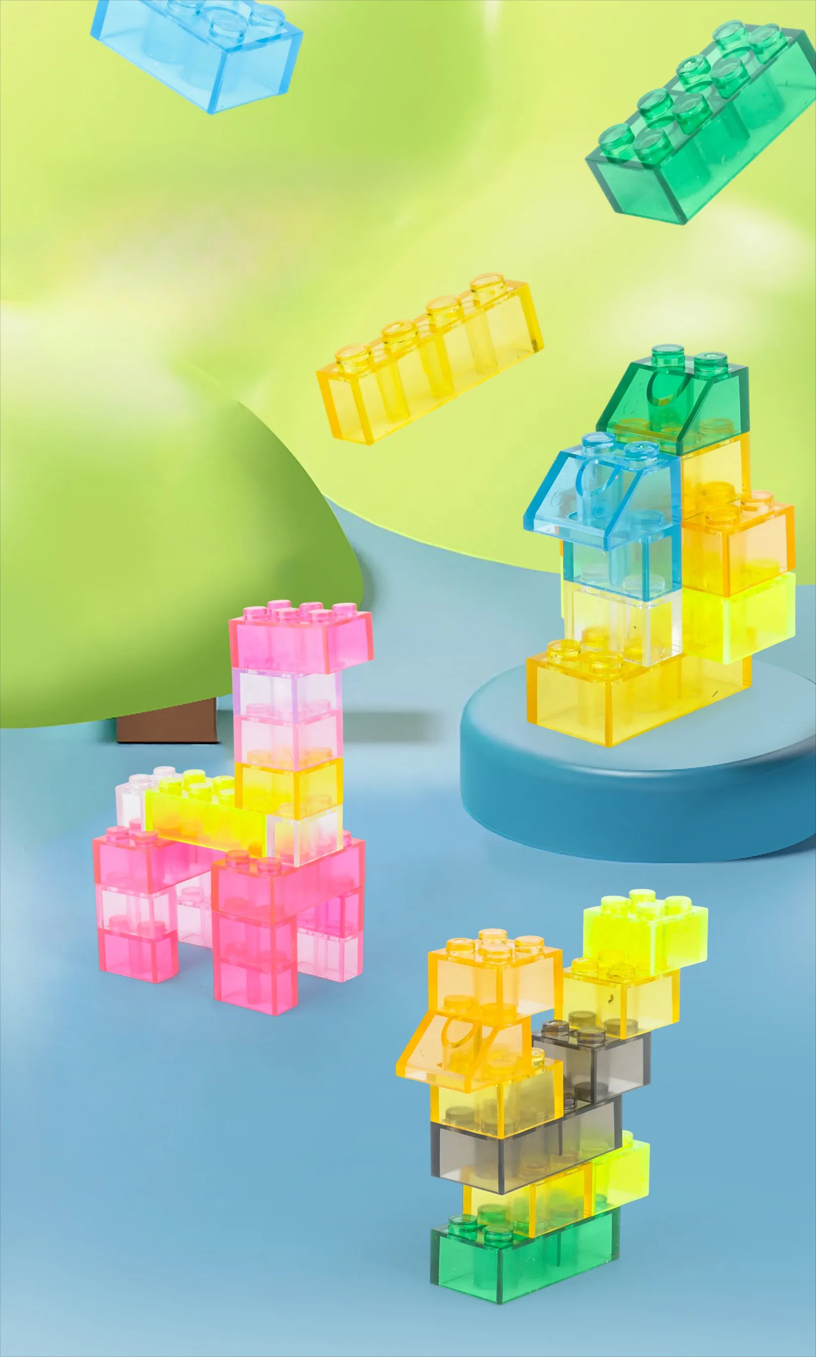 300 DIY Kreative Transparente Bausteine Stadt Klassische Bausteine zum Zusammenbauen Geburtstagsgeschenk Pädagogisches Kinderspielzeug – Detail 1