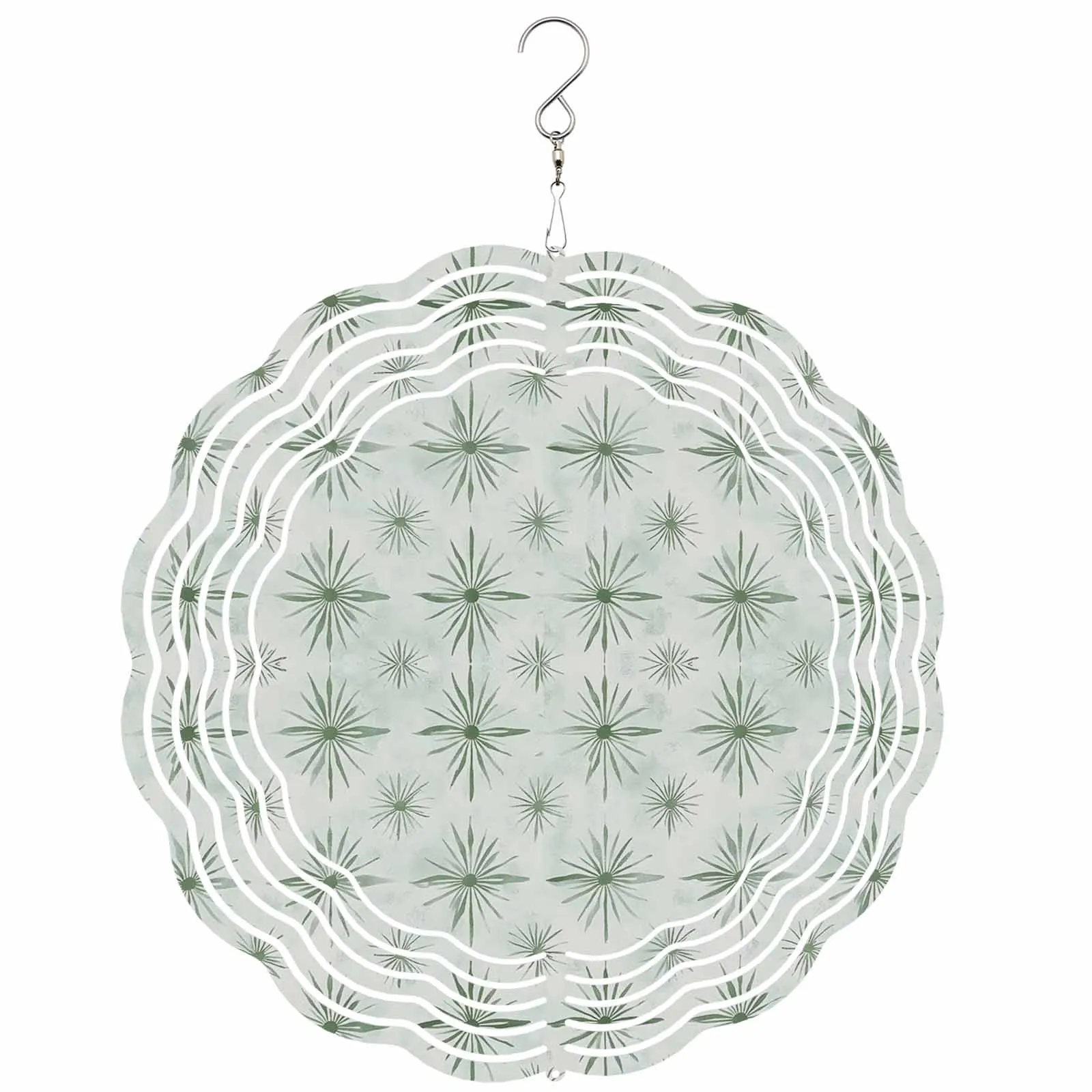 

Modernism Green Color Block Stainless Steel Hanging Decorations For Home 3D Rotating Wind Spinner
