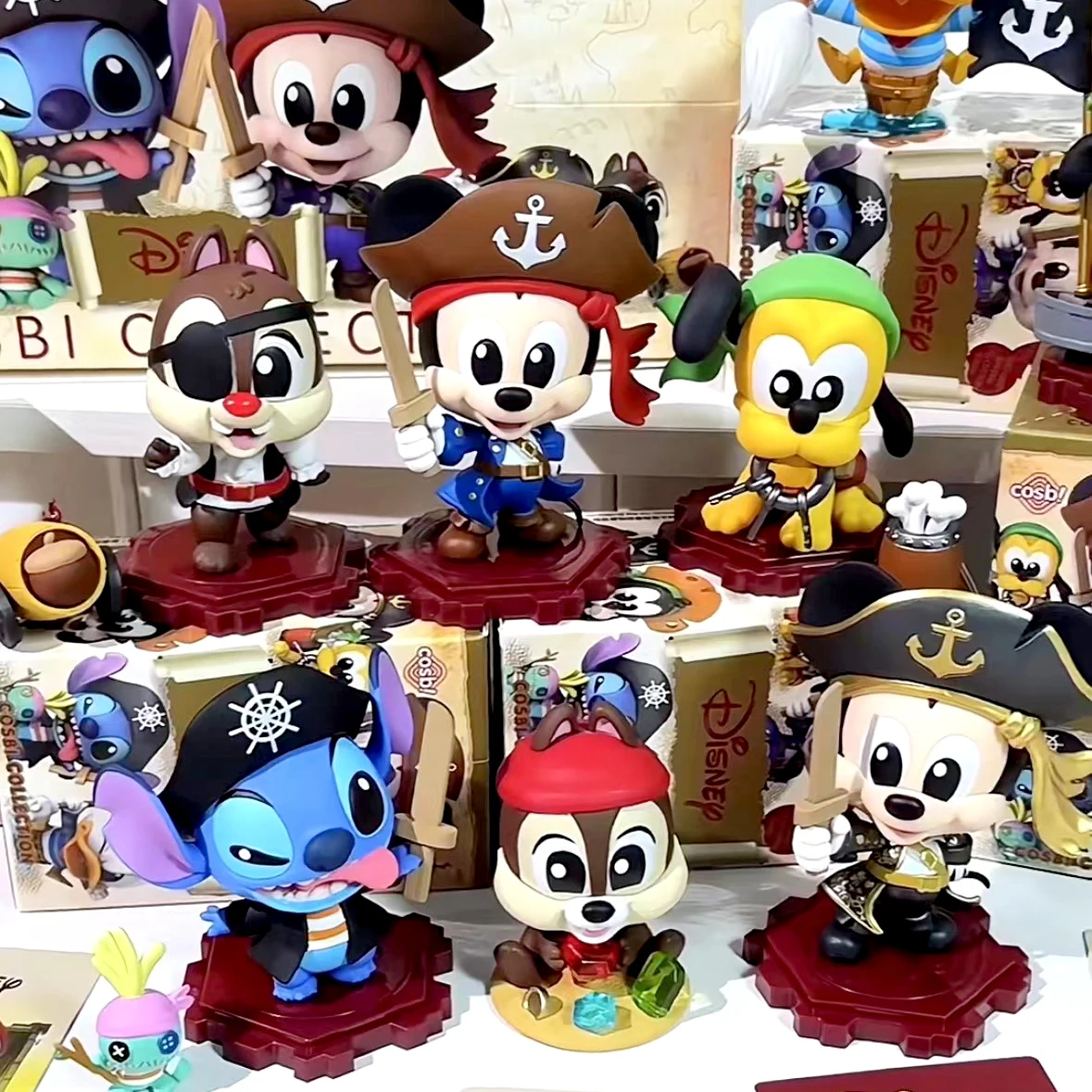 Genuine Disney Mickey Mouse And Friends Sea Bootleg Series Goofy Goof Pluto Stitch Chip N Dale Anime Figure Desktop Model Toy