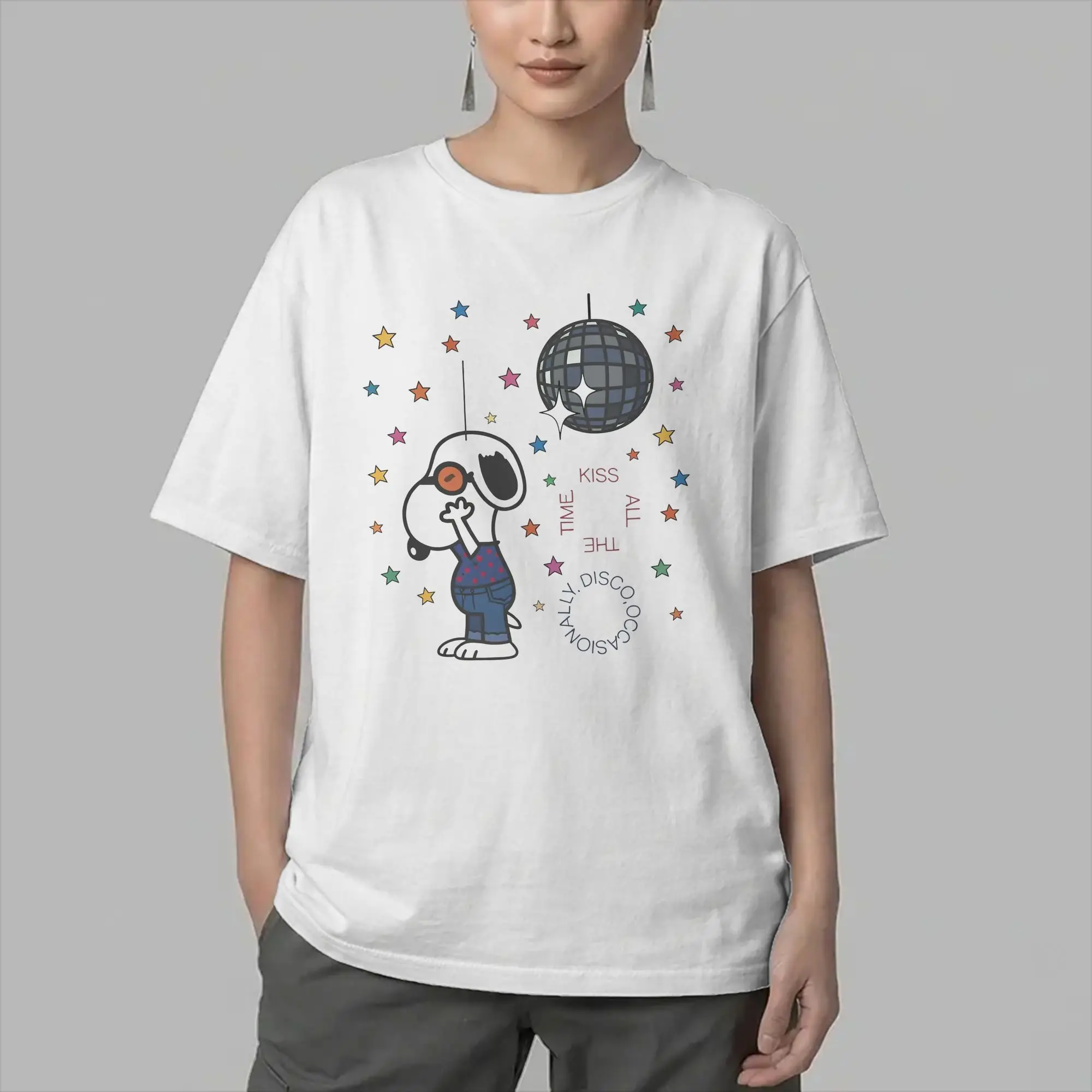 Fun Harrys-Styles Kiss All The Time Disco Occasionally T-Shirt for Men O Neck 100% Cotton T Shirt Snoopys Tee Shirt New Clothes