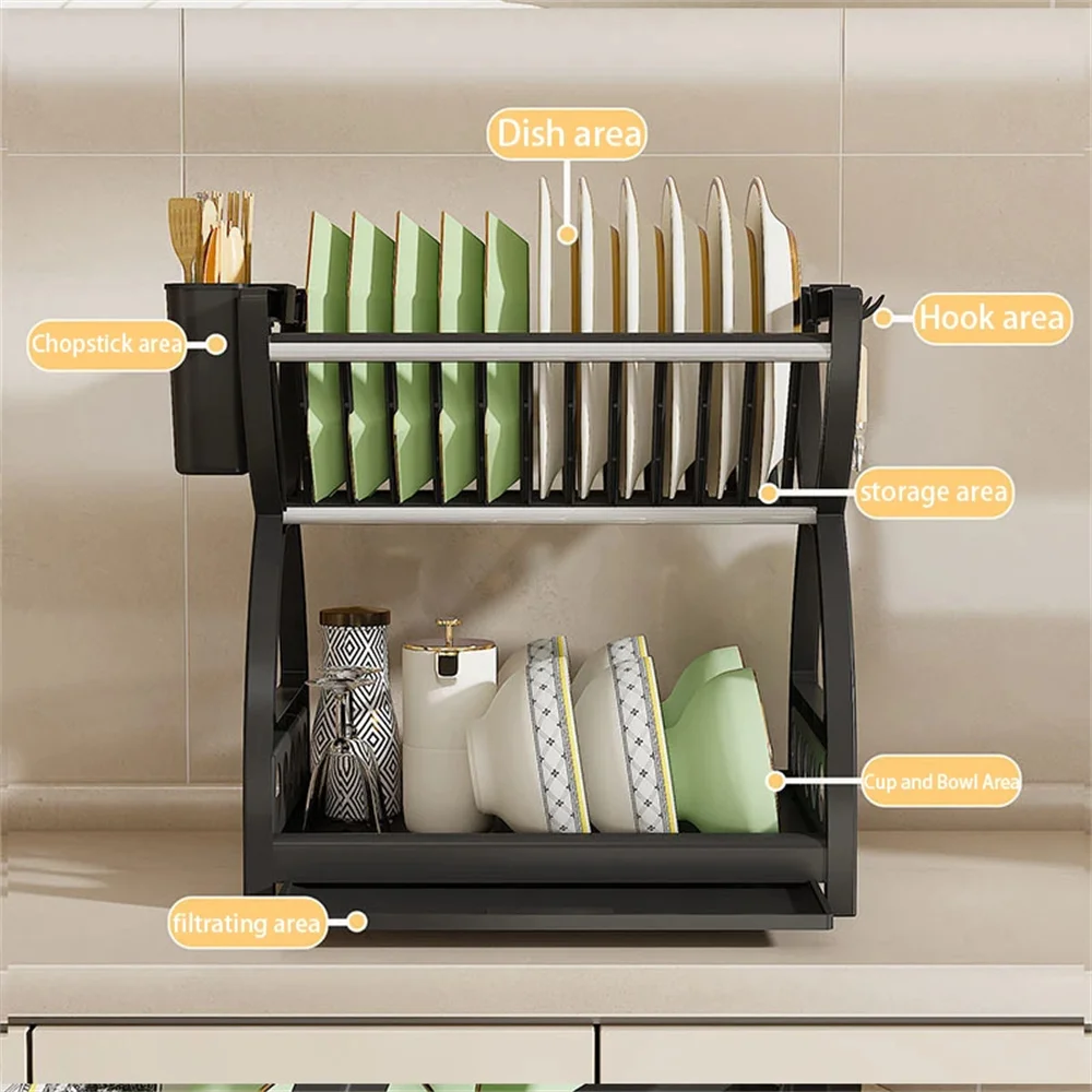 Household Multifunctional Kitchen Storage Rack Drain Bowl And Dish Storage Rack Bowl And Chopstick Rack Storage Box