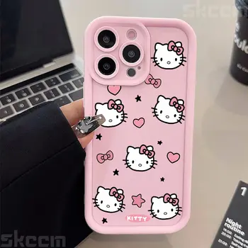 Pouzdro na telefon Hello Kitty s růžovou mašlí pro iPhone 16 16E 15 14 12 13 11 Pro Max X XR XS 7 8 Plus Y2K roztomilá dívka kryt 8 nejlepší prodej Kryt na telefon Hello Kitty - №7
