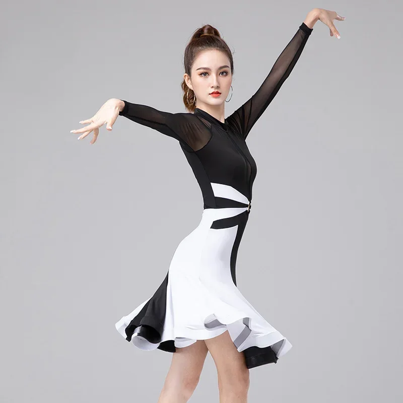 Practice Dance Costume Latin Dance Costume New Black Dress for Adult Women Advanced Dance Professional Competition Performance