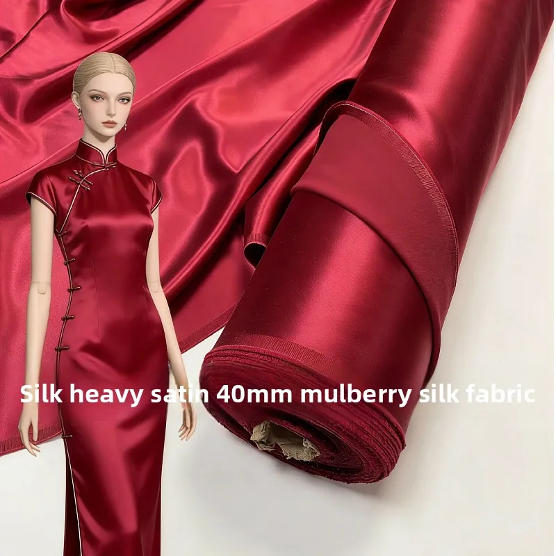 40 Momme Solid Color Silk Crepe Satin Fabric for DIY Sewing Dress Shirt Pants Pajamas Eye Mask Lining Clothing Fashion Cloth