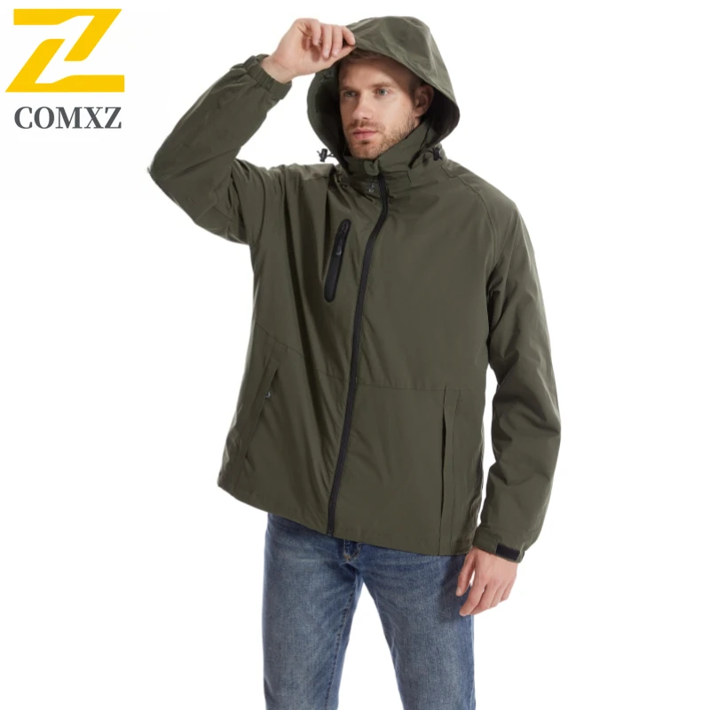 COMXZ cortavientos con calefacción inteligente de 15 zonas para hombre, chaqueta térmica de lana 3 en 1, abrigo impermeable con calefacción USB para invierno, caza en nieve y tiro con arco ​