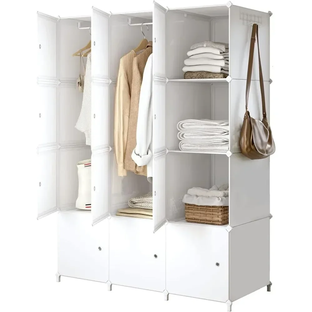 Portable Closet for Hanging Clothes, Combination Armoire, Modular Cabinet for Space Saving, Ideal Storage Cube Bedroom Furniture