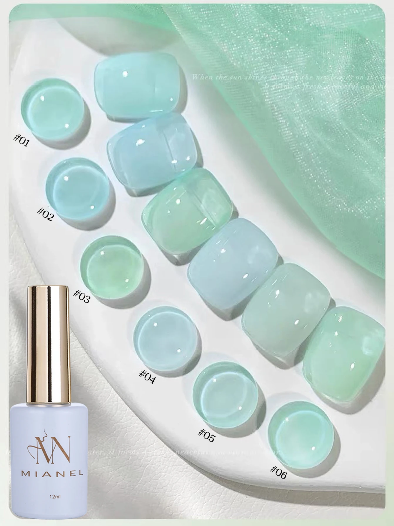

MIANEL Green Series Jelly Gel Nail Polish, All Seasons Nail Art, Soak Off Led Gel Nail Polish, Diy Home Salon Manicure