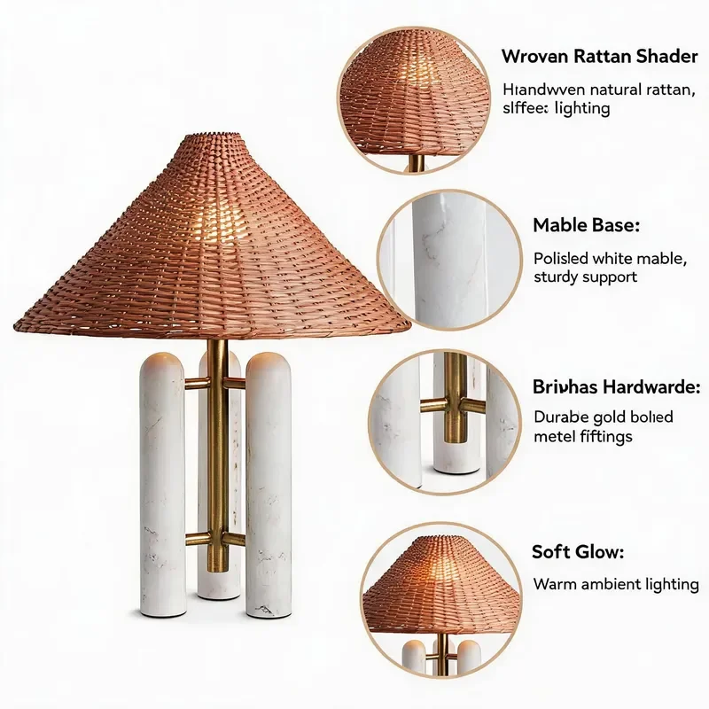 Designer Natural Marble Modern Table Lamp with Dome Shade Powered LED Living Room Bedroom Bedside Atmosphere Lamp