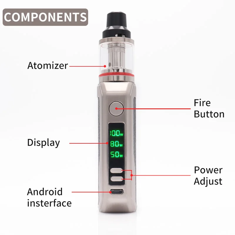 100W Vape Mod Electronic Cigarette Starter Kit 2200mAh Battery 2ml Tank Thcik Oil Vaporizer OLED Screen With Leather Surface