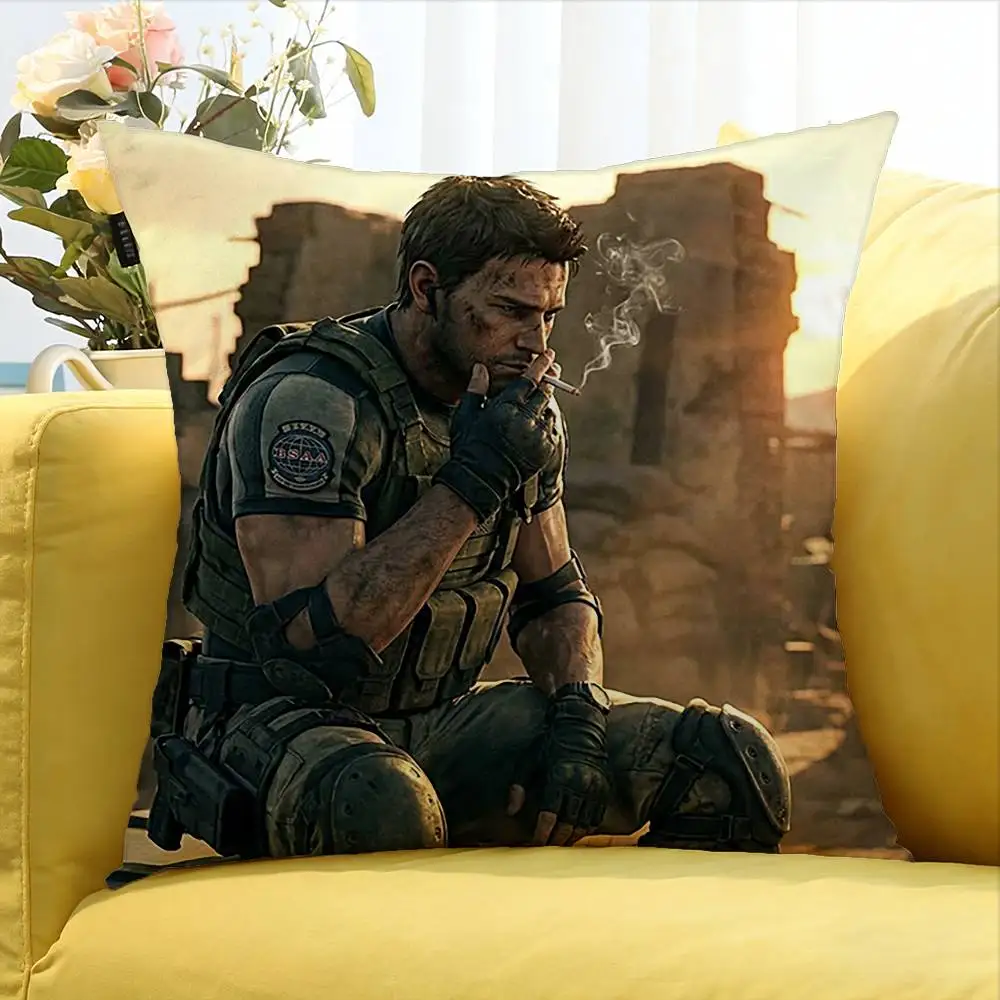Chris Redfield Resident Evil   Various Sizes Square Pillow Case For Car Home Bedchamber Decor