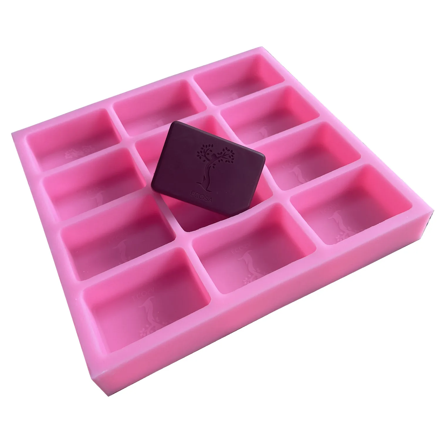 12 Cavities Rectangle Custom Soap Mold Silicone Tray with Personal Logo for Soaps Making