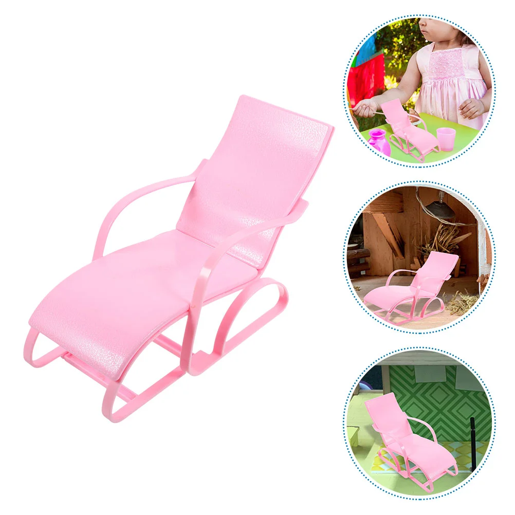 2 Pcs Beach Chair Toys Mini Model Miniature Decor House Fake Furniture Cake Plastic Child Lounge