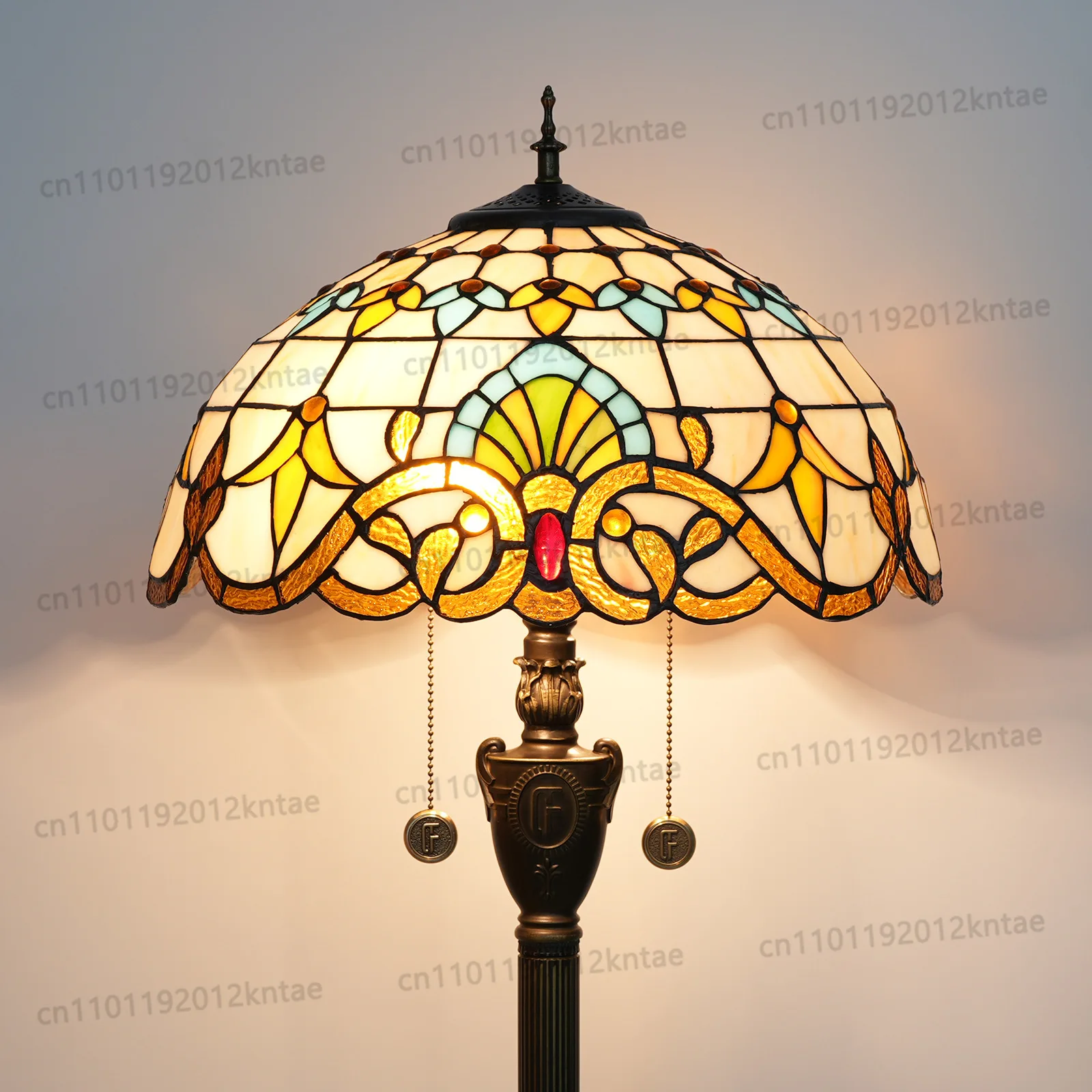 High-End Floor Lamp for Bedroom Study Elegant Exquisite Handmade Modern Design Stained Glass Dome E27 Base Bulb