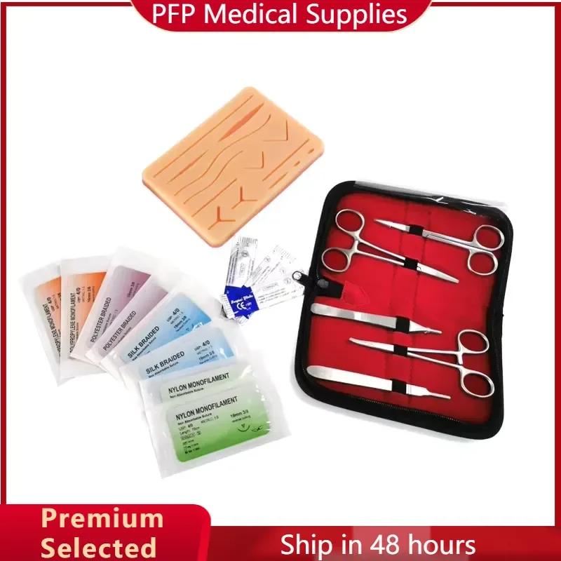 AP09 Suture Practice Kit for Suture Training Silicone Suture Pad With Pre Cut Wounds With Tool Kit