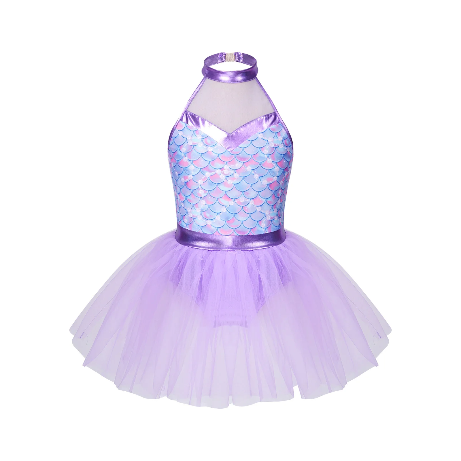Glänzendes Metallic-Ballett-Tutu-Kleid für Mädchen mit Tier- und Leopardenmuster für Tanzwettbewerbe und Aufführungen – Detail 15