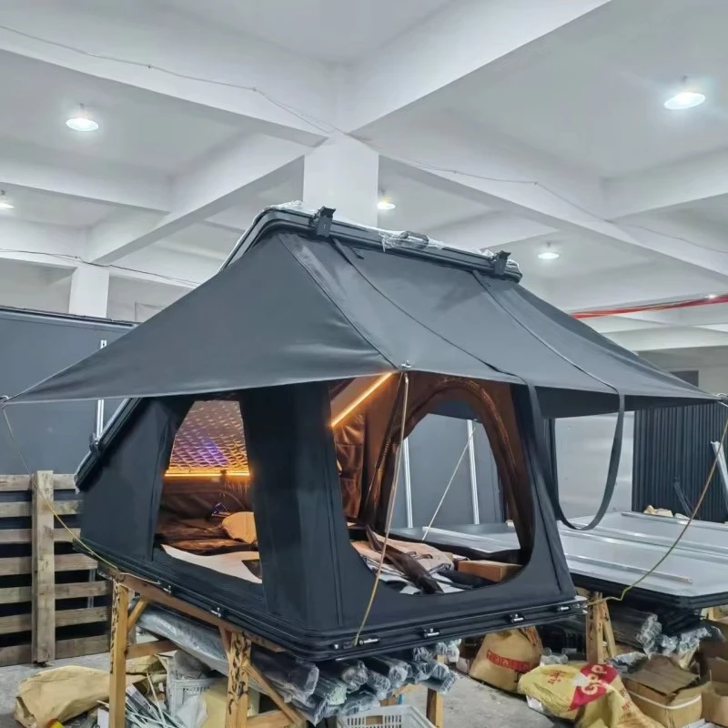 

DrunkenXp New Style High Ending 1.45m Width Aluminum Triangle Roof Tent Clamshell Roof Top Tent