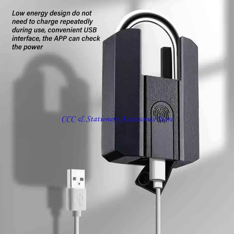 Q1JC小さな指紋パドロックセキュリティパドロック指紋アクセスドアロックジムの仕事や家庭でのセキュリティを強化する