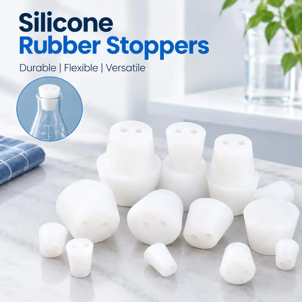 1~5pcs Double Hole Silicone Stopper Hole 6.8mm Rubber Plug for Bottle Tube Glass Container Fermentation Airlock Bung