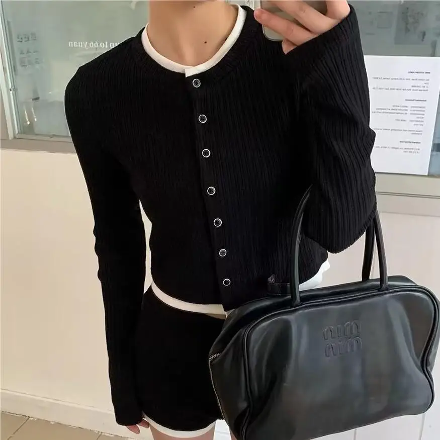 Long sleeve tops woman 2024 Summer tops korean fashion black shirts & blouses patchwork button up crop top t shirt for women red