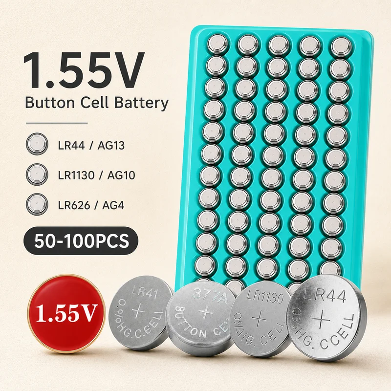 Alkaline Button Cell Battery LR44 AG13 1.5V 50-100PCS Coin Batteries for Watch Toy Replacement Battery Pack