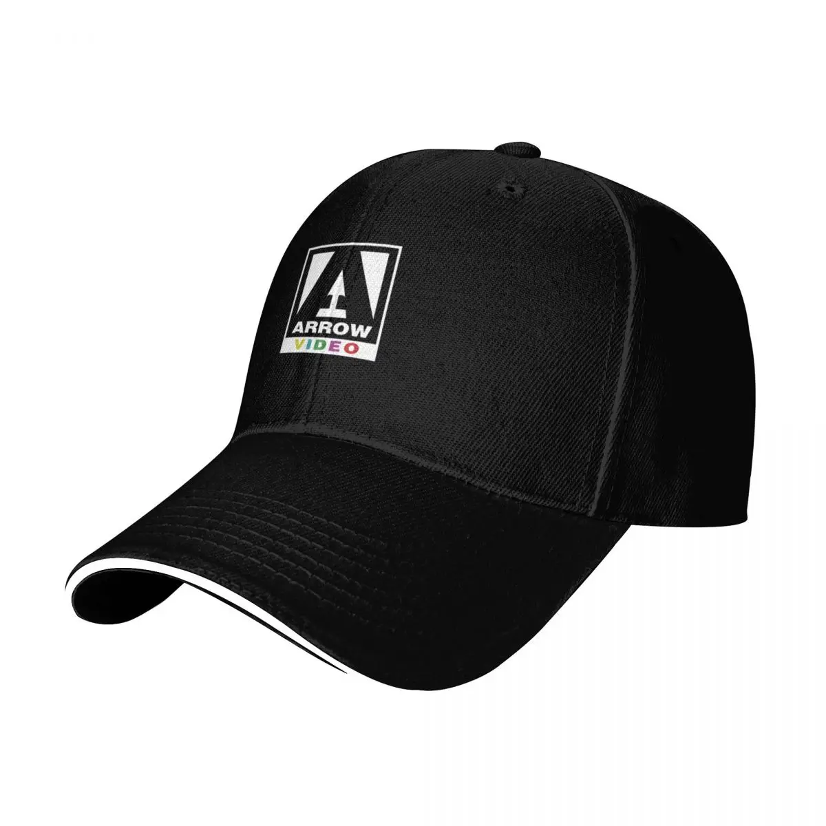 Arrow Video logo (White)  T-Shirt Baseball Cap Moisture Wicking Quick Dry Curved Brim Classic Fit Low Profile Unstructured