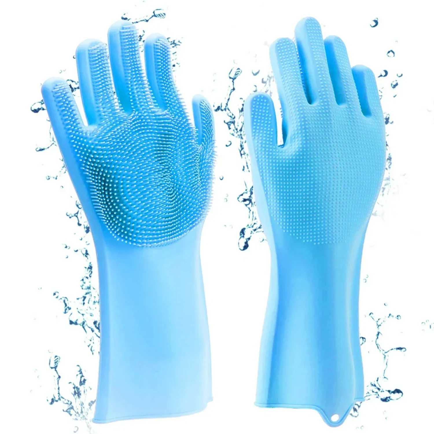 Soft Pet Grooming Cleaning Gloves for Dog and Cat with Bathing Shampoo - Dual-action Silicone Glove Scrubber for Magic Dishwashi