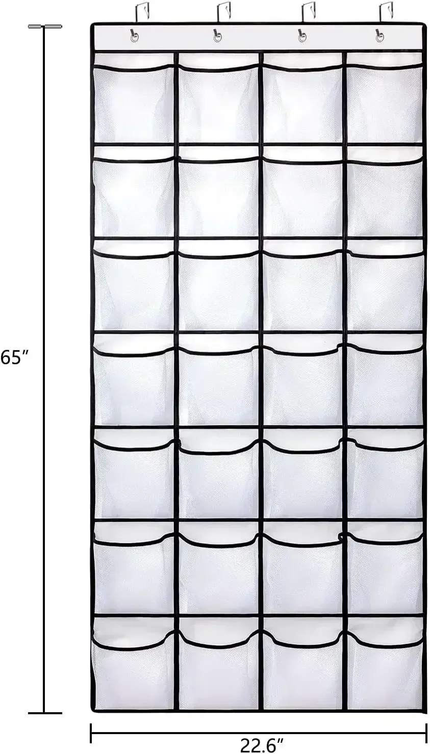 24 Pockets Over the Door Shoe Organizer Large Mesh With 4 Hooks Fabric Rack Storage Bag For Bedroom - view 6