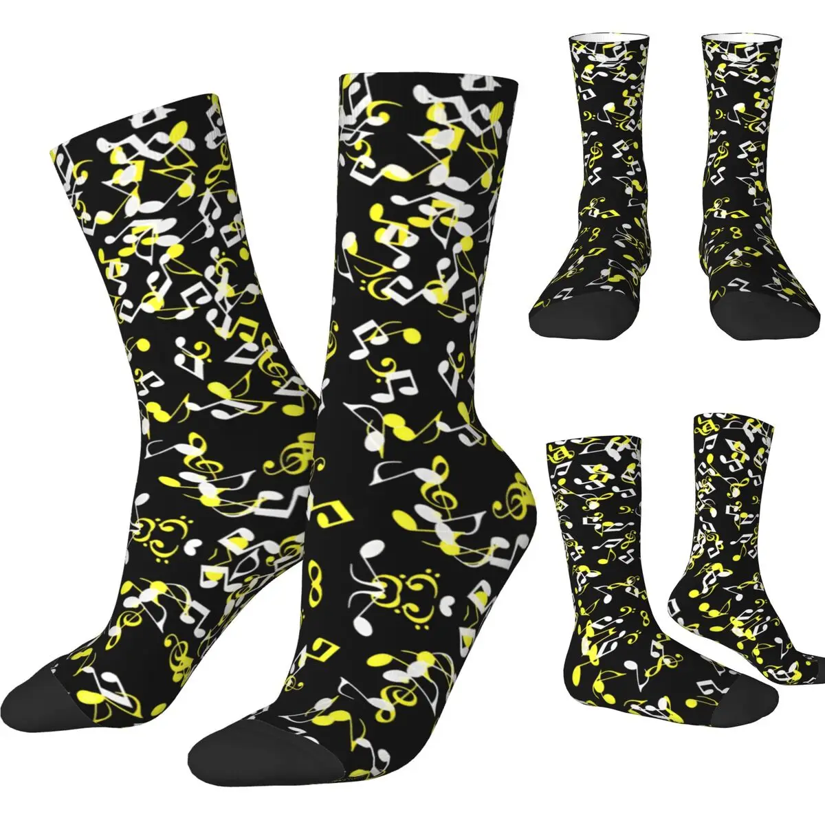 Autumn Winter Funny Women Men Piano Abstracts Musical Notes Socks Sweat Absorbing Basketball Socks