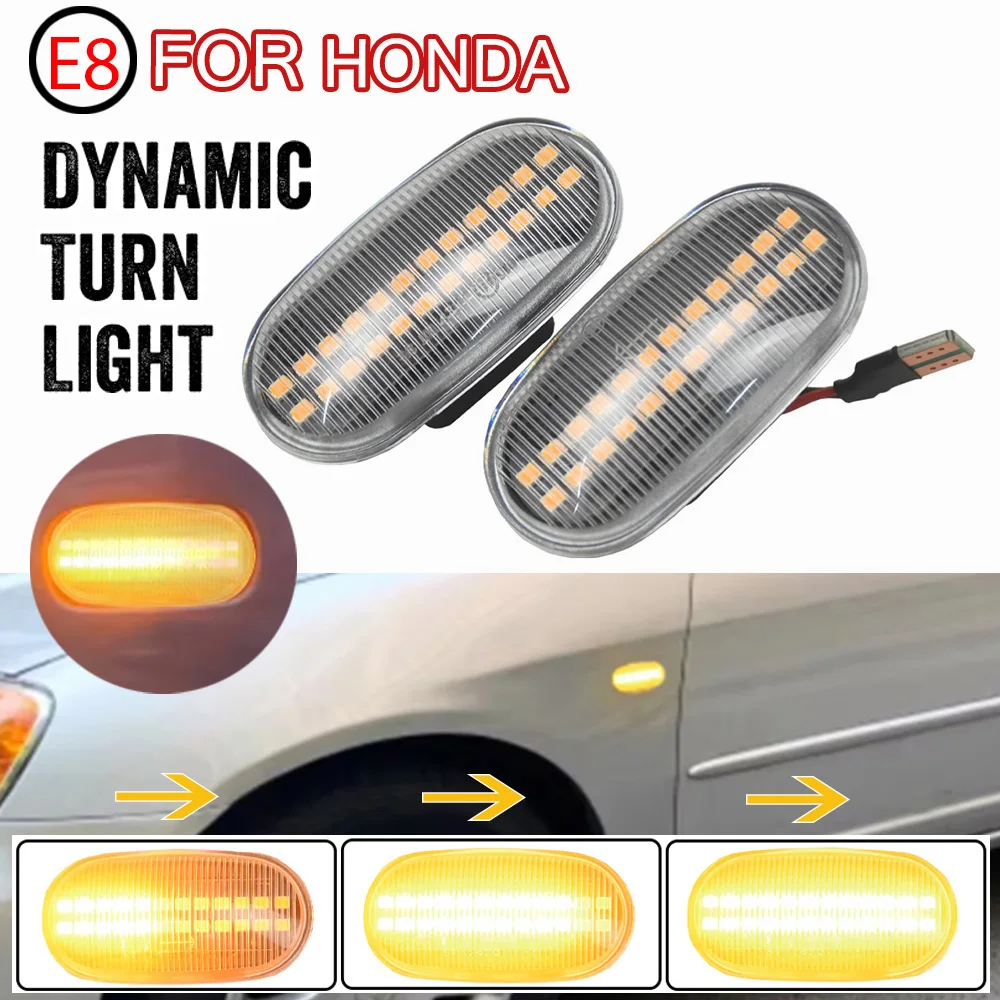 2x For Honda Acura Civic CRX Prelude S2000 Del Sol Fit Integra Led Dynamic Side Marker Turn Signal Light Sequential Blinker Lam