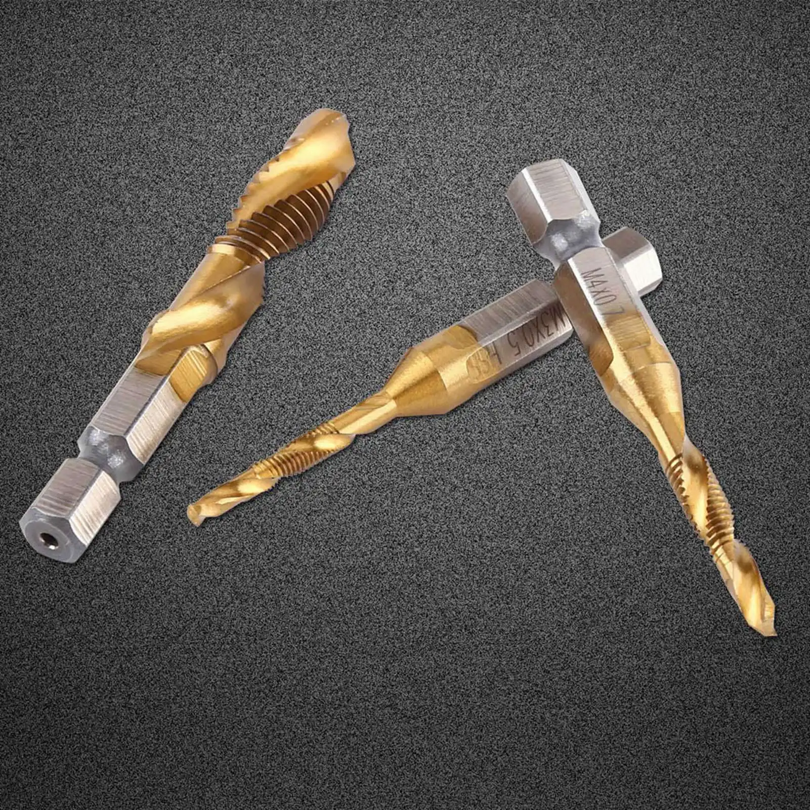 Metric Thread M3-M10 Titanium Coated HSS Drill and Tap Bits 1/4" Hex Shank Thread Tap Screw Taps Tool Set Drill and Tap Bit