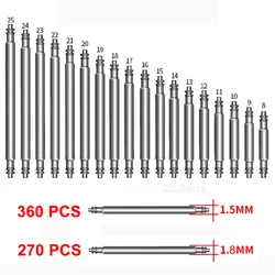 360/270pcs/set Strainless Steel Spring Bars Dia 1.5mm/1.8mm length 8mm-25mm/6mm-23mm Watchband Strap Belt Watch Repair Tools Pin