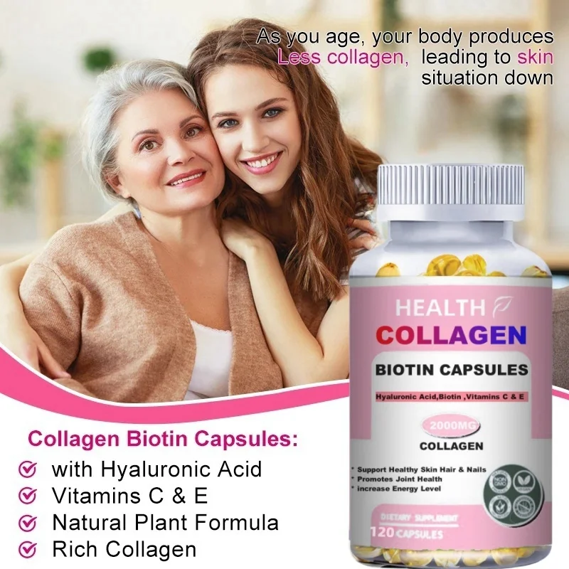 HEALTH Collagen 2000mg with Biotin 2500mcg Protein 3g Hyaluronic Acid Vitamin C Healthy Formula Dietary Supplement Gluten Free