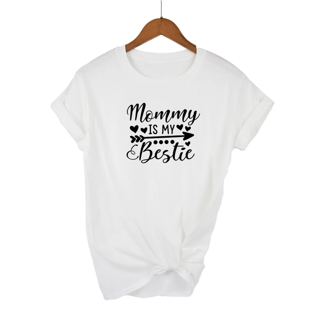 MOMMY IS MY BESTIE Print Women tshirt Cotton Casual Funny t shirt For Lady Top Tee Hipster Tumblr Drop Ship