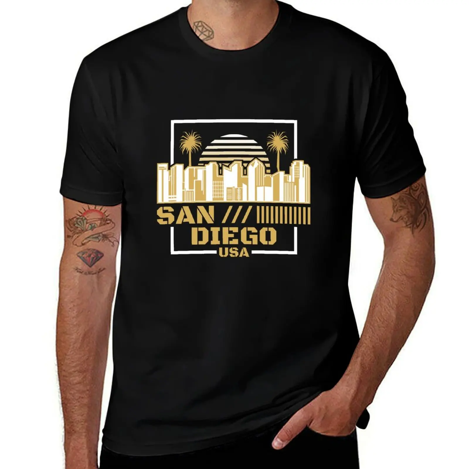 

San Diego USA T-Shirt cotton t shirt man black cotton t-shirt plain for man package man t shirt summer T-Shirt