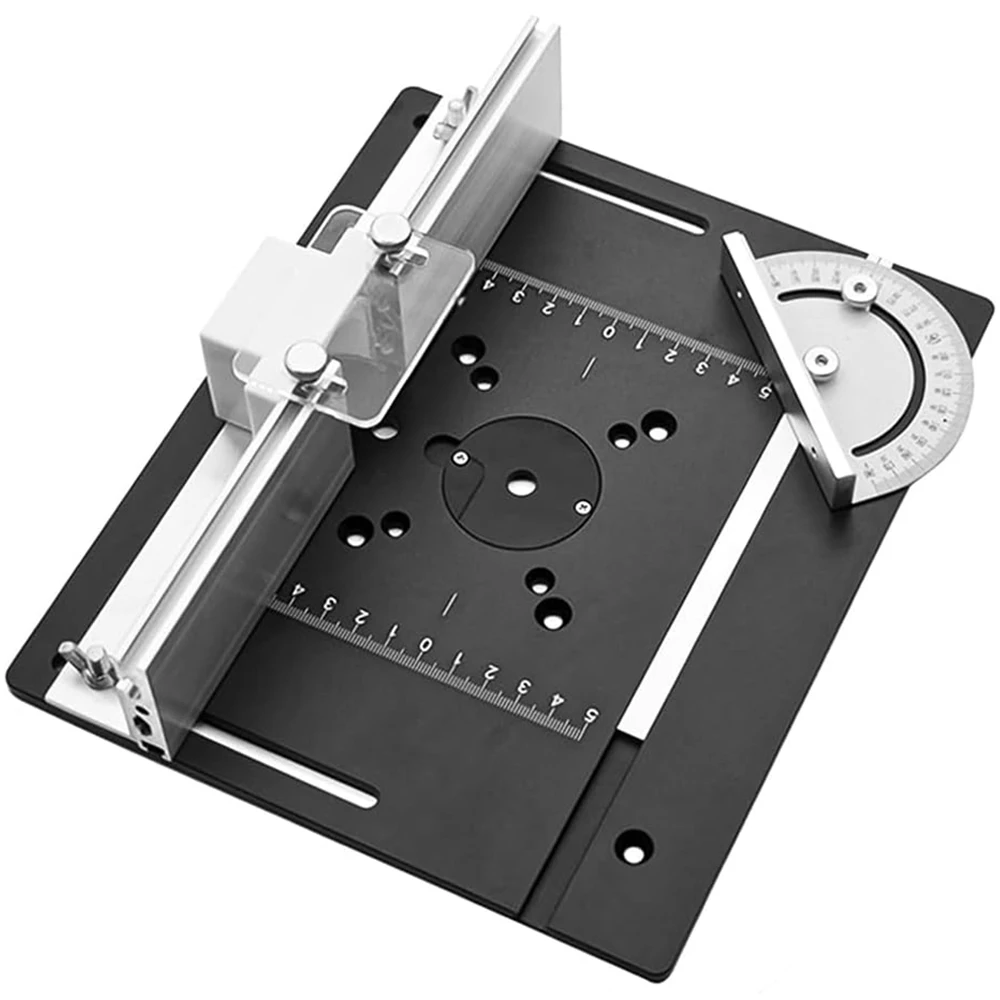 Aluminum Router Table Insert Plate Milling Workbench Holder Trimmer Woodworking Tool Kit Set